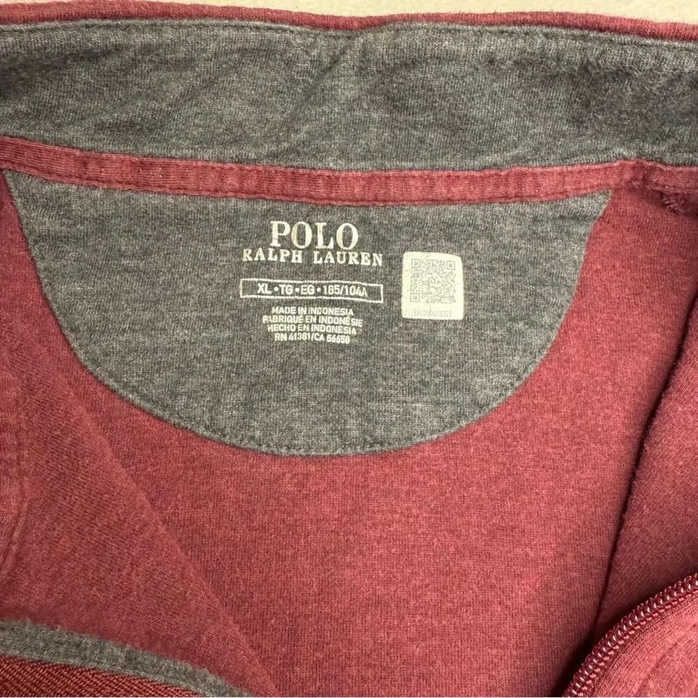 Ralph Lauren Polo Zip Up Sweater Men’s Extra Large Maroon –‎ Preppy Fall Layer